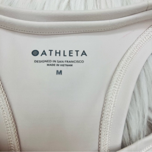 Athleta Shanti Watercolor Stripe Cropped Hem Lycra Spandex Blend Work Out Top - Picture 7 of 12